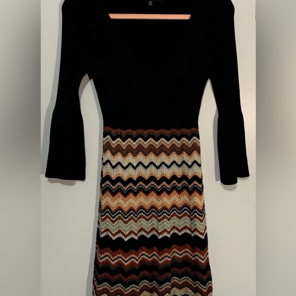 Cato 3/4 bell sleeved large polyester chevron dress